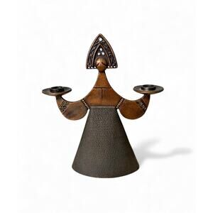 VTG USSR Bjorn Wiinblad Style Candlestick Holder | Brutalist Metal Candleholder